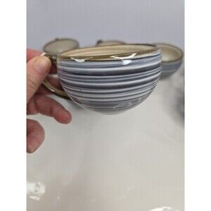 Brown & Blue Wheat Hand Crafted & Painted China Teacups 3.25" × 2" Made In Japan